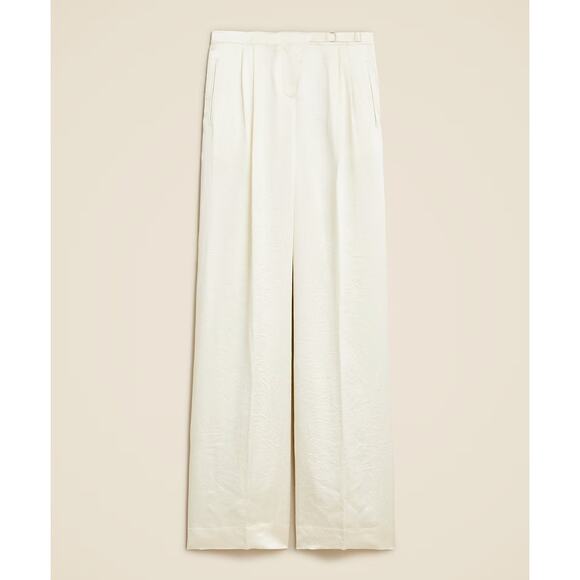 J.Crew Anna October Wide Leg Trouser Textured Satin Relaxed Ivory US 22 NWT - Picture 4 of 16